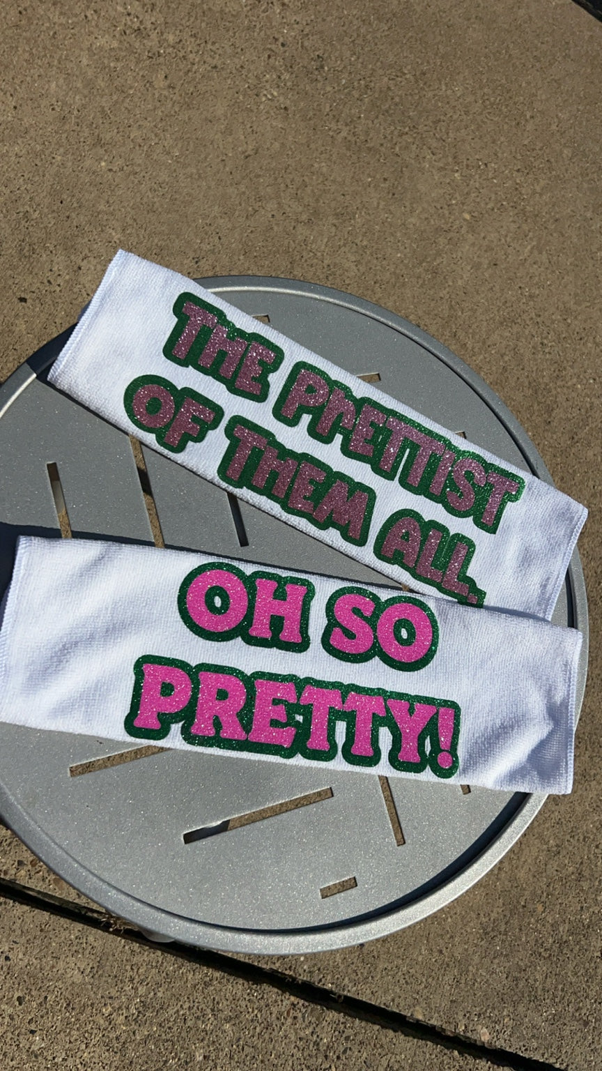 Custom spirit and sorority towels by Razzle Dazzle Customs & Co.